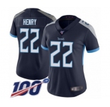 Women's Tennessee Titans #22 Derrick Henry Navy Blue Team Color Vapor Untouchable Limited Player 100th Season Football Jersey