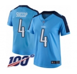 Women's Tennessee Titans #4 Ryan Succop Limited Light Blue Rush Vapor Untouchable 100th Season Football Jersey