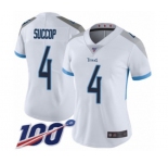Women's Tennessee Titans #4 Ryan Succop White Vapor Untouchable Limited Player 100th Season Football Jersey
