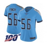 Women's Tennessee Titans #56 Sharif Finch Light Blue Alternate Vapor Untouchable Limited Player 100th Season Football Jersey