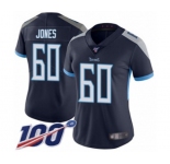 Women's Tennessee Titans #60 Ben Jones Navy Blue Team Color Vapor Untouchable Limited Player 100th Season Football Jersey
