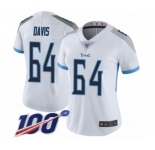 Women's Tennessee Titans #64 Nate Davis White Vapor Untouchable Limited Player 100th Season Football Jersey