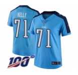 Women's Tennessee Titans #71 Dennis Kelly Limited Light Blue Rush Vapor Untouchable 100th Season Football Jersey