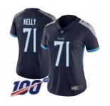 Women's Tennessee Titans #71 Dennis Kelly Navy Blue Team Color Vapor Untouchable Limited Player 100th Season Football Jersey