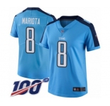 Women's Tennessee Titans #8 Marcus Mariota Limited Light Blue Rush Vapor Untouchable 100th Season Football Jersey