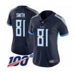 Women's Tennessee Titans #81 Jonnu Smith Navy Blue Team Color Vapor Untouchable Limited Player 100th Season Football Jersey
