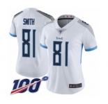 Women's Tennessee Titans #81 Jonnu Smith White Vapor Untouchable Limited Player 100th Season Football Jersey