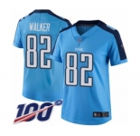 Women's Tennessee Titans #82 Delanie Walker Limited Light Blue Rush Vapor Untouchable 100th Season Football Jersey