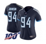 Women's Tennessee Titans #94 Austin Johnson Navy Blue Team Color Vapor Untouchable Limited Player 100th Season Football Jersey