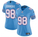 Women's Tennessee Titans #98 Jeffery Simmons Light Blue 2026 F.U.S.E. Vapor Limited Stitched Football Jersey