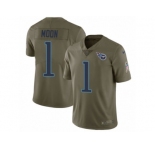 Youth Nike Tennessee Titans #1 Warren Moon Limited Olive 2017 Salute to Service NFL Jersey