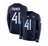 Youth Nike Tennessee Titans #41 Brynden Trawick Limited Navy Blue Therma Long Sleeve NFL Jersey