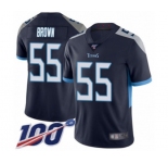 Youth Tennessee Titans #55 Jayon Brown Navy Blue Team Color Vapor Untouchable Limited Player 100th Season Football Jersey