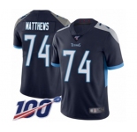 Youth Tennessee Titans #74 Bruce Matthews Navy Blue Team Color Vapor Untouchable Limited Player 100th Season Football Jersey