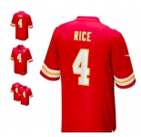 Men's Kansas City Chiefs #4 Rice Game Red Team Color Football Jersey