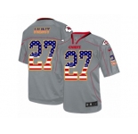 Men Nike Kansas City Chiefs #27 Kareem Hunt Elite Grey USA Flag Fashion NFL Jersey