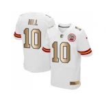Nike Kansas City Chiefs #10 Tyreek Hill White Men's Stitched NFL Elite Gold Jersey