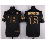 Nike Kansas City Chiefs #16 Len Dawson Black Pro Line Gold Collection Jersey[Elite]