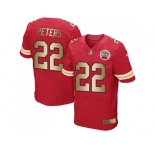 Nike Kansas City Chiefs #22 Marcus Peters Red Team Color Men's Stitched NFL Elite Gold Jersey