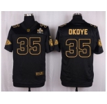 Nike Kansas City Chiefs #35 Christian Okoye Black Pro Line Gold Collection Jersey[Elite]