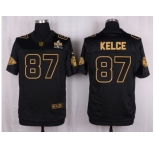 Nike Kansas City Chiefs #87 Travis Kelce Black Pro Line Gold Collection Jersey[Elite]