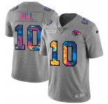Kansas City Chiefs #10 Tyreek Hill Men's Nike Multi-Color 2020 NFL Crucial Catch NFL Jersey Greyheather