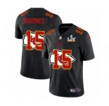 Kansas City Chiefs #15 Patrick Mahomes Black 2021 Shadow Logo Bowl LV Jersey