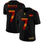 Kansas City Chiefs #7 Harrison Butker Men's Black Nike Red Orange Stripe Vapor Limited NFL Jersey