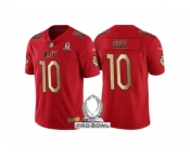 Men Kansas City Chiefs #10 Tyreek Hill AFC 2017 Pro Bowl Red Gold Limited Jersey