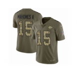 Men Nike Kansas City Chiefs #15 Patrick Mahomes II Limited Olive Camo 2017 Salute to Service NFL Jersey
