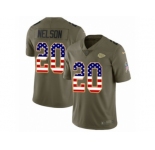 Men Nike Kansas City Chiefs #20 Steven Nelson Limited Olive USA Flag 2017 Salute to Service NFL Jersey