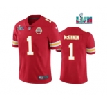 Men's Kansas City Chiefs #1 Jerick McKinnon Red Super Bowl LVII Patch Vapor Untouchable Limited Stitched Jersey