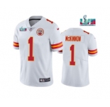 Men's Kansas City Chiefs #1 Jerick McKinnon White Super Bowl LVII Patch Vapor Untouchable Limited Stitched Jersey