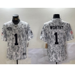 Men's Kansas City Chiefs #1 Xavier Worthy Arctic Camo 2024 FUSE Salute to Service Limited Stitched Jersey