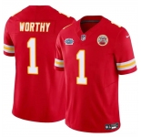 Men’s Kansas City Chiefs #1 Xavier Worthy Red F.U.S.E With Draft Patch Vapor Untouchable Limited Stitched Football Jersey