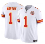 Men’s Kansas City Chiefs #1 Xavier Worthy White 2023 F.U.S.E Vapor Untouchable Limited Stitched Football Jersey
