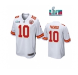 Men’s Kansas City Chiefs #10 Isaih Pacheco White Super Bowl LVII Patch Stitched Game Jersey