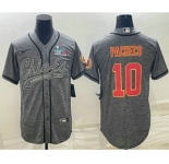 Men's Kansas City Chiefs #10 Isiah Pacheco Grey With Super Bowl LVII Patch Cool Base Stitched Baseball Jersey