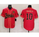 Men's Kansas City Chiefs #10 Isiah Pacheco Red Gold Cool Base Stitched Baseball Jersey