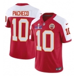 Men’s Kansas City Chiefs #10 Isiah Pacheco Red White 2024 F.U.S.E. Super Bowl LVIII Patch Vapor Untouchable Limited Football Stitched Jersey