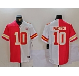 Men's Kansas City Chiefs #10 Isiah Pacheco Red White Split Vapor Limited Stitched Jersey