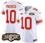 Men’s Kansas City Chiefs #10 Isiah Pacheco White 2023 F.U.S.E. AFC West Champions With NKH Patch Vapor Untouchable Limited Football Stitched Jersey