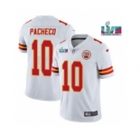 Men’s Kansas City Chiefs #10 Isiah Pacheco White Super Bowl LVII Patch Vapor Untouchable Limited Stitched Jersey
