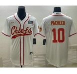 Men's Kansas City Chiefs #10 Isiah Pacheco White With Super Bowl LVII Patch Cool Base Stitched Baseball Jersey