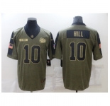 Men's Kansas City Chiefs #10 Tyreek Hill Nike Olive 2021 Salute To Service Limited Player Jersey