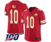Men's Kansas City Chiefs #10 Tyreek Hill Red Team Color Vapor Untouchable Limited Player 100th Season Football Jersey