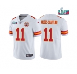 Men's Kansas City Chiefs #11 Marquez Valdes-Scantling White Super Bowl LVII Patch Vapor Untouchable Limited Stitched Jersey