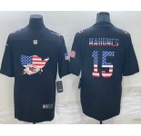 Men's Kansas City Chiefs #15 Patrick Mahomes 2022 USA Map Fashion Black Color Rush Stitched Nike Limited Jersey
