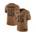 Men’s Kansas City Chiefs #15 Patrick Mahomes 2023 Brown Salute To Service Limited Football Stitched Jersey