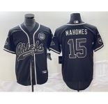 Men's Kansas City Chiefs #15 Patrick Mahomes Black Cool Base Stitched Baseball Jersey